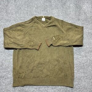 Columbia Sweater Mens 2XL Green 100% Cotton V Neck Knit Pullover Casual Outdoor